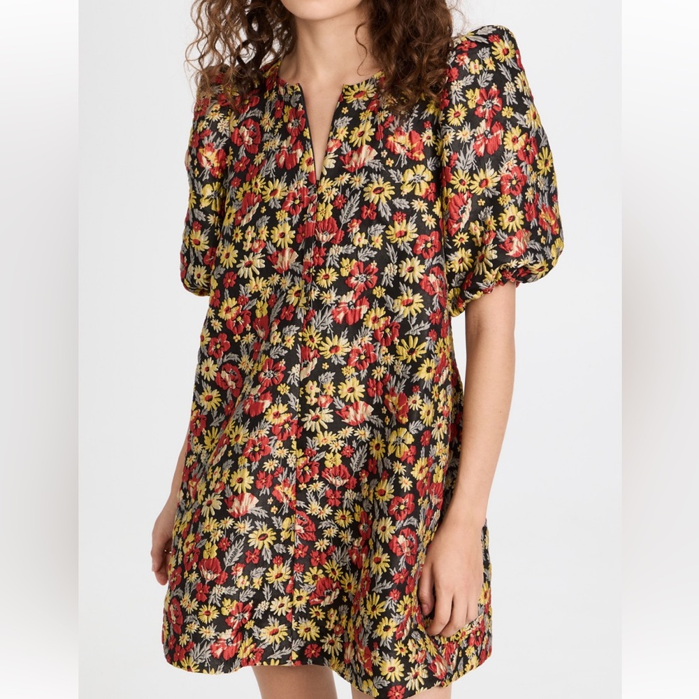 GANNI 3D Jacquard A-shaped Zip Mini Dress S
